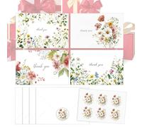 Biglietti Ringraziamento Business - Note con Stampa Floreale ad - 4 Biglietti Di Ringraziamento Con Busta,Per Apprezzamento, Compleanno, Laurea, Matrimonio, Addio Al Nubilato