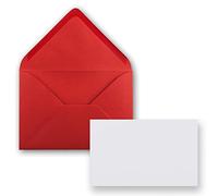 Biglietti singoli con busta, DIN A8, 7,1 x 4,5 cm, con buste formato C8, 7,6 x 5,2 cm, con chiusura da inumidire 25 Set 29 - rosso.