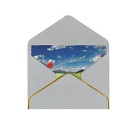 Biglietti vuoti con buste, campo da golf con bandiera nel buco, biglietti di auguri singoli con buste, inviare ad un caro amico