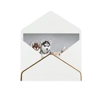 Biglietti vuoti con buste, motivo: cuccioli di husky, con buste, da inviare ad un caro amico