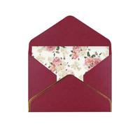 Biglietti vuoti con buste, motivo rosa rosa con foglie, biglietti singoli con buste, da inviare ad un amico intimo