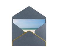 Biglietti vuoti con buste, motivo: Sedie accanto al cielo del mare blu, con buste, da inviare ad un caro amico