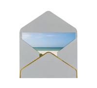 Biglietti vuoti con buste, motivo: Sedie accanto al cielo del mare blu, con buste, da inviare ad un caro amico