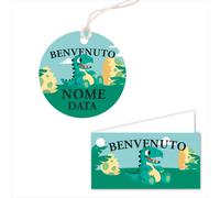 Bigliettini Bomboniera Personalizzato - BABY DINO - con piega o tondo