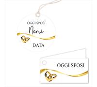 Bigliettini Bomboniera Personalizzato - OGGI SPOSI - con piega o tondo