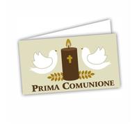 Bigliettini Prima Comunione per Bomboniera, fazzoletti,confetti e sacchetti - 60 pezzi pretagliati - Facili da Personalizzare, Fai da Te, con Guida (CANDELA)