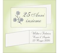 Bigliettino bomboniera bigliettini confetti per 25° Anniversario di Matrimonio, 9 x 2,5 cm, 40 pezzi o più, personalizzabile con vostro testo,