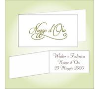 Bigliettino bomboniera bigliettini confetti per 50° Anniversario di matriminio, 9 x 2,5 cm, 40 pezzi o più, personalizzabile con vostro testo, Stampa in Oro a Caldo, Carta Bianca