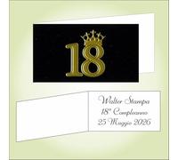 Bigliettino bomboniera bigliettini confetti per Compleanno, 9 x 2,5 cm, 40 pezzi o più, personalizzabile con vostro testo, con, Carta Bianca e scondo nero