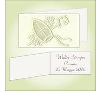 Bigliettino bomboniera bigliettini confetti per Cresima, 9 x 2,5 cm, 40 pezzi o più, personalizzabile con vostro testo, di Carta Avorio con Decoro a Caldo