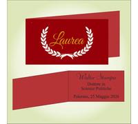Bigliettino bomboniera bigliettini confetti per Laurea, 9 x 2,5 cm, 40 pezzi o più, personalizzabile con vostro testo, Stile Elegante con corona di alloro bianca