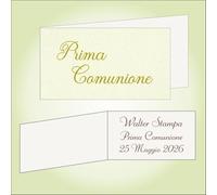 Bigliettino bomboniera bigliettini confetti per Prima Comunione per bambino o bambina, 9 x 2,5 cm, 40 pezzi o più, personalizzabile con vostro testo, con cartoncino color avorio e scritta dorata
