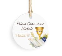 Bigliettino Bomboniera Tag 24 pezzi comunione Personalizzato tondo diametro 38 mm (FFTAG0104)
