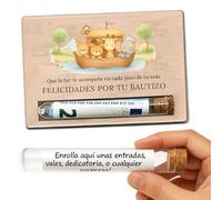 BIGLIETTINO REGALO BATTESIMO LEGNO - DETTAGLIO ORIGINALE CON TUBO PER SOLDI VANTINO BOMBONIERA BATTESIMO BAMBINO - BOMBONIERA EMOTIVO PER PASTRINI madrina Osp
