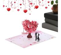 Biglietto 3D romantico albero di cuori - pop-up in stile coppia, design artigianale con amanti | Include busta e nota accanto a San, anniversario o matrimonio