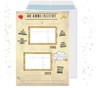Biglietto 40 anni di matrimonio - regalo anniversario nozze di smeraldo - formato A4 con busta - da incorniciare - made in Italy. Disponibile anche per 50 e 60 anni.