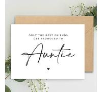 Biglietto A5 con busta, annuncio di gravidanza, con scritta "Only the best friends get promoted to auntie", per annuncio di gravidanza, rivelazione gravidanza
