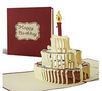 Biglietto auguri 3d, invito per feste pop up con torta tridimensionale a comparsa, perfetto come buono regalo o portasoldi, carta auguri compleanno o anniversario con busta inclusa