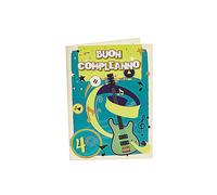 Biglietto Auguri 40 Anni Compleanno Uomo, Idee Regali per Lui 40 anni Uomo, all’interno una Chitarra DA SUONARE con Audio “Money For Nothing”, Formato A4 - 30 x 21 cm