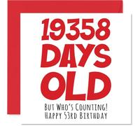 Biglietto auguri 53° compleanno uomini e donne lui - 19358 giorni - divertente biglietto auguri cinquantatré cinquantatreesimo compleanno fratello sorella figlio mamma papà 145mm
