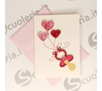 Biglietto auguri mini Origamo Quilling Ciuccio bimba