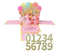 Biglietto Biglietti Auguri Compleanno Pop Up 3d con Busta e Carta Interna Extra, Biglietto Auguri Compleanno per Donna Uomo, Biglietto di Buon Compleanno（Puoi creare numeri fai-da-te da solo）