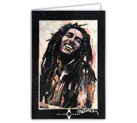 Biglietto Celebrity Icons Licenza Ufficiale Sidney Maurer Bob Cantante Reggae giamaicano - Biglietto aperto bianco 23 x 17 cm con Busta Bianca 12 x 17,5 cm - Per Compleanno Partenza Ritirata
