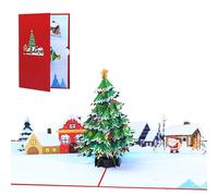 Biglietto colorato con albero di Natale intricato progettato biglietti di auguri popup con busta abbinata per l'invio di auguri per le vacanze