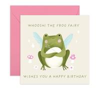 Biglietto compleanno per ragazza - Frog Fairy Wishes You A Happy Birthday - Graziosi biglietti auguri per lei amici sorella nipote cugina - Viene fornito con adesivi - By Central 23