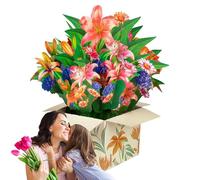 Biglietto con fiori pop-up,Fiori pop-up,Biglietto d'auguri con fiori 3D - con rosa/giglio/girasole/tulipano, biglietto d'auguri, per la festa della mamma, biglietto per anniversario