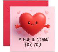 Biglietto con scritta "Hug in a Card", regalo di condoglianze per uomini e donne, con scritta in lingua inglese "Thinking of You", simpatico design a forma di cuore per bambini o adulti, per amici
