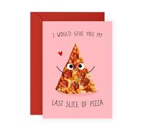 Biglietto d'amore con pizza premurosa - 'Give My Slice' - Biglietti di anniversario o compleanno per lui, lei, donne, uomini, fidanzati, fidanzati, ragazze, coniuge, partner, altra metà - romantico -