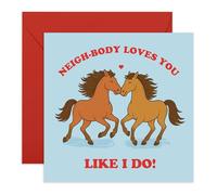 Biglietto d'amore giocoso - Neigh-body Loves You - Gioco di parole per fidanzato, fidanzata, bambino, caro, unno, dolce, marito, moglie - anniversario romantico, biglietto di San Valentino - fornito