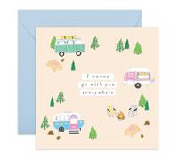 Biglietto d'amore romantico a tema avventura - "Go With You Everywhere" - Biglietto di auguri per lui, lei, amanti dei viaggi, fidanzato, fidanzata, donne, uomini, per anniversari, fornito con adesivi