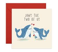 Biglietto d'amore romantico con squalo - 'Jaws the Two of Us' - Dolce regalo di San Valentino, anniversario o matrimonio per lui, lei, partner, marito, moglie, fidanzato, fidanzata - viene fornito con