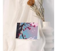 Biglietto d'auguri con piccoli fiori rosa, biglietto bianco con busta, 10 x 15 cm, per eventi, matrimoni, compleanni