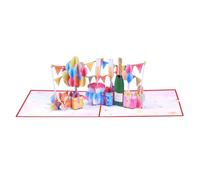 Biglietto d'auguri fatto a mano con busta colorato palloncino vino bicchiere di invito per feste di compleanno forniture per feste popup colorato