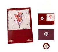 Biglietto d'auguri Floreale 10pc Rose Couple Blessing Hot Stamping Card Card Card Valentine's Day Card-Vino rosso-10pcs