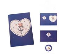 Biglietto d'auguri Floreale 10pc Rose Couple Blessing Hot Stamping Card Card Card Valentine's Day Card-blu-10pcs