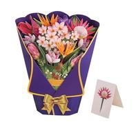 Biglietto d'auguri for la fioritura tropicale del giorno dell'anniversario Bouquet pop-up 3D di fiori di carta(Purple D)