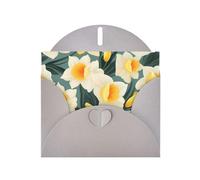 Biglietto d'auguri grigio WHJSHOP con stampa di fiori di narciso - Carta perlescente di alta qualità su entrambi i lati, effetto perlato, busta di carta perlata con fibbia d'amore