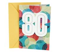 Biglietto d'auguri Hallmark per l'80 compleanno (sfere colorate)