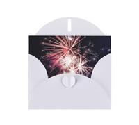 Biglietto d'auguri in carta bianca con stampa di fuochi d'artificio esplosione, biglietti unici per appunti, buste per ringraziamento, inviti