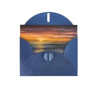 Biglietto d'auguri in carta bianca con stampa di tramonto sulla spiaggia, disegni unici di biglietti di auguri, buste per ringraziamento, inviti