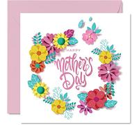 Biglietto d'auguri la festa della mamma mamma festa della mamma con motivo floreale contemporaneo mamma figlio figlia 145 x 145 mm con bellissimi fiori stagionali mamma mamma mamma mamma
