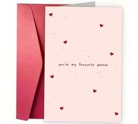 Biglietto d'auguri minimalista con cuore rosso/rosa e busta premium, "Sei la mia persona preferita" nota d'amore. Regalo romantico e dolce ideale per fidanzata, fidanzato, mamma, compagni di classe pe