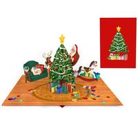 Biglietto d'auguri Origamo addobbo albero di Natale 3D con Doni e Babbo Natale
