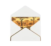 Biglietto d'auguri orizzontale bianco con animali africani prateria progettato con cura facile da trasportare adatto a vari festival