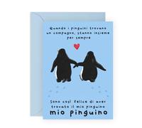 Biglietto d'auguri per anniversario a tema pinguino per marito, moglie e partner - Sei il mio pinguino - Biglietto di San Valentino per fidanzato, fidanzata, fidanzato - Include adesivi divertenti
