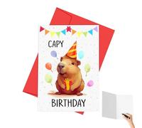 Biglietto d'auguri per Capibara - Biglietto di compleanno con animali divertenti | Simpatici biglietti di auguri a tema capibara per la festa della mamma, adorabili biglietti con animali per gli amici